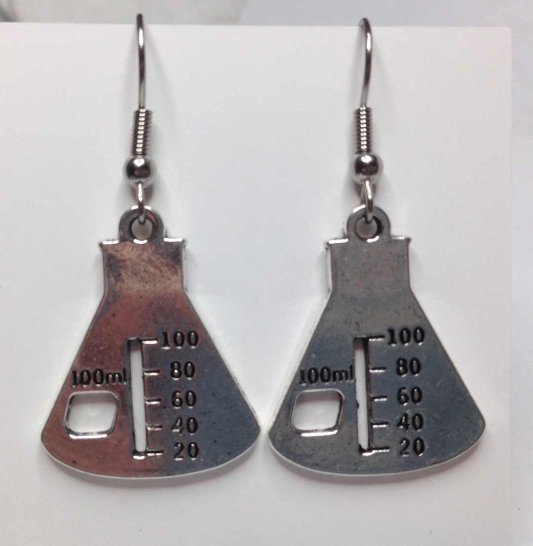Large Erlenmeyer Chemistry Flask Earrings Beaker Biology Etsy