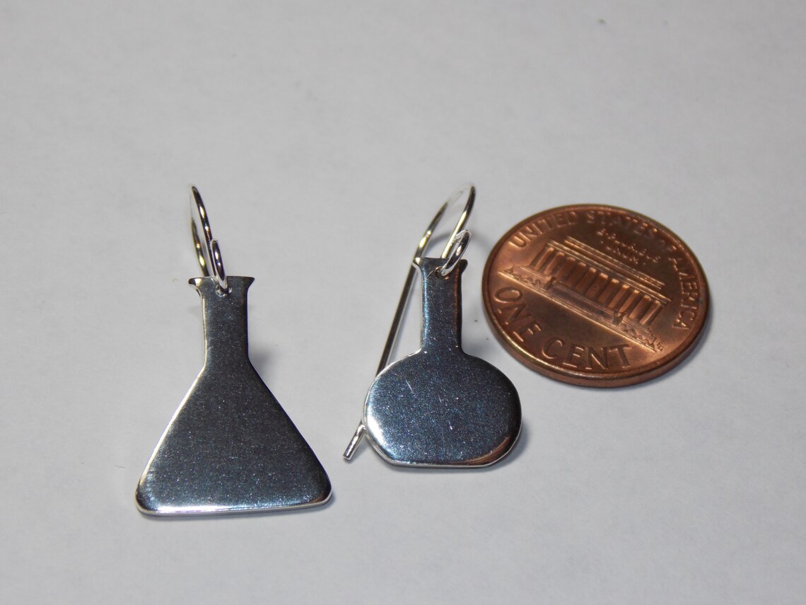 Geekery Beaker Earrings in Sterling Silver or Copper Etsy