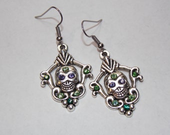 Seriously Sparkly Sugar Skull Earrings - Day of the Dead