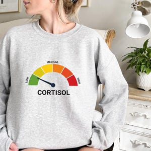 Low Cortisol Shirt, Funny Stress Meme Tee, Mental Health Sweatshirt, Internet Humor Crewneck, Sarcastic Wellness Gift For Friend Bild 7