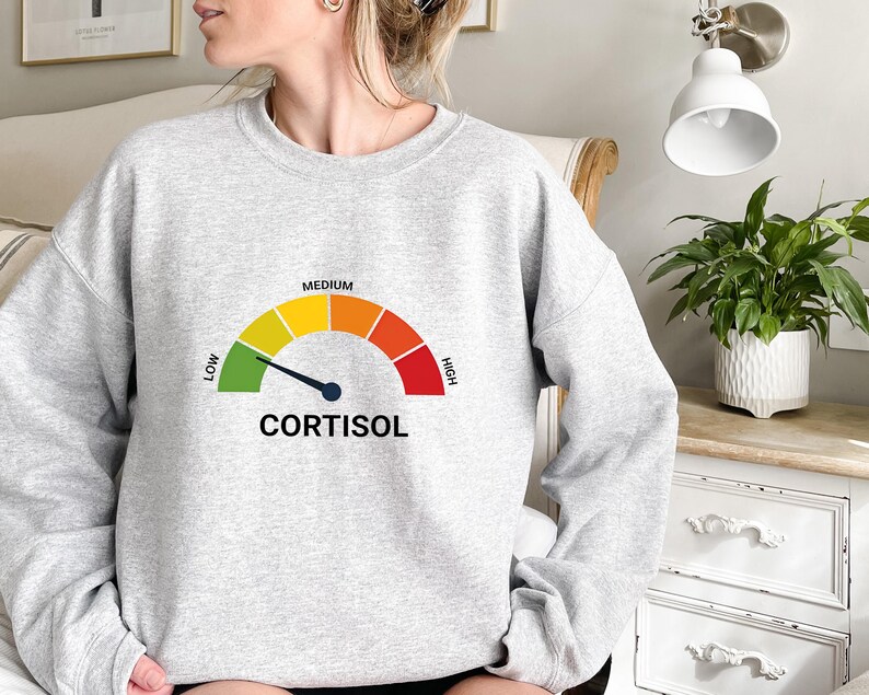 Low Cortisol Shirt, Funny Stress Meme Tee, Mental Health Sweatshirt, Internet Humor Crewneck, Sarcastic Wellness Gift For Friend Bild 7