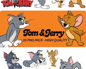 Tom & Jerry Clipart PNG Pack - Classic Cartoon Art (Digital Download)