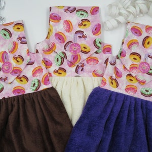 Breakfast Donuts Fabric Print Top / Terry Cloth / Velour Hanging Hand Towel