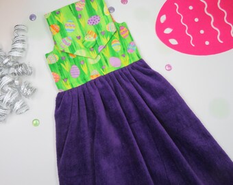 Purple Towel-Green Top-Pastel Easter Eggs