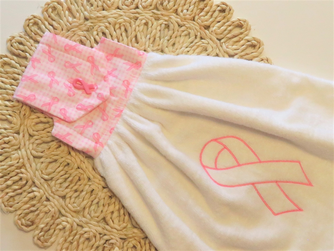 Monogrammed Breast Cancer Ribbon Hanging Hand Towel Pink Gingham Top - Etsy