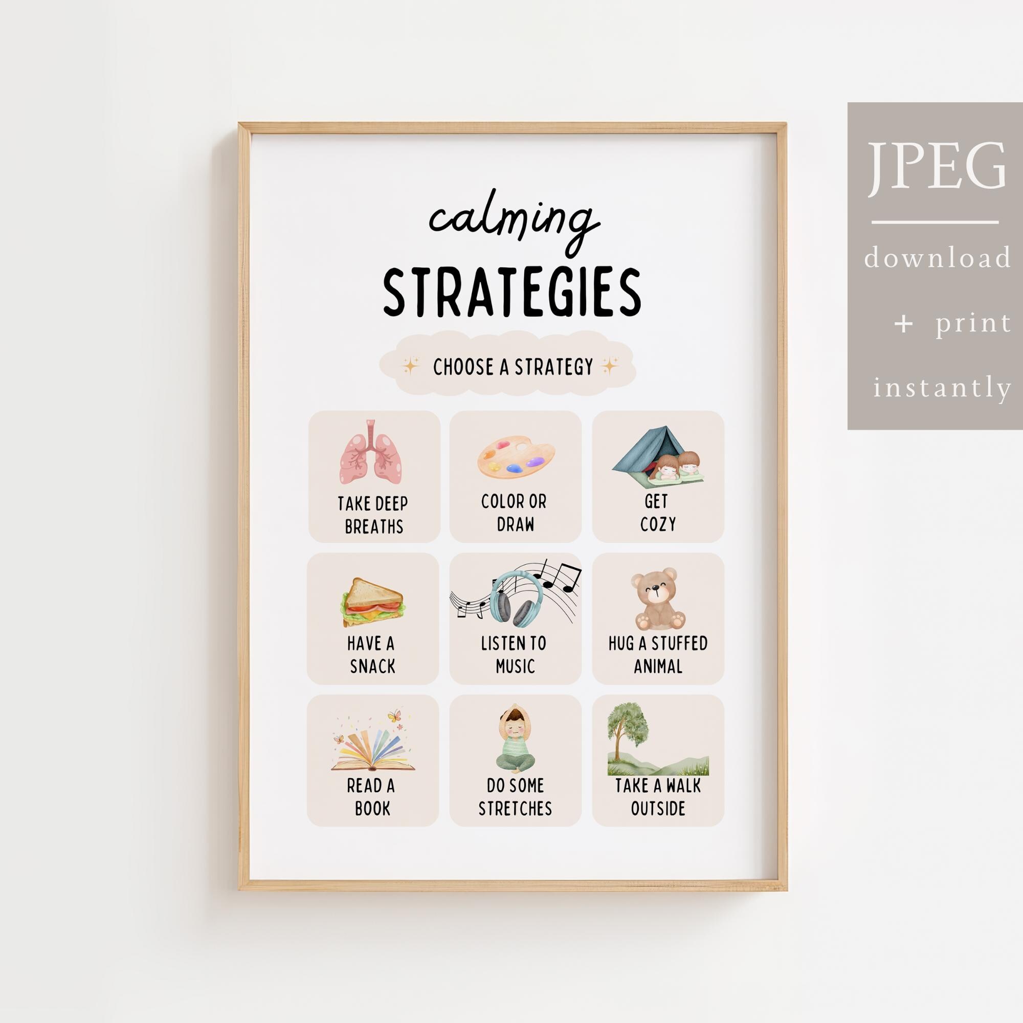 Calming Strategies Poster for Kids | Printable Calm Down Corner Chart ...