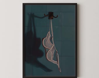 Lace Bra Still Life Art Print – Feminine Boudoir Wall Decor, Minimalist Sensual Bedroom Poster, CasaDreama #28