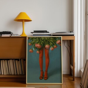 Flower Legs Art Print, Surreal Feminine Wall Art, Retro Botanical Poster, Whimsical Floral Print #13 image 2