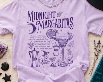 Midnight Margaritas Comfort Colors T-Shirt, Practical Magic Tee, Spooky Halloween Apparel, Witchy Cocktail
