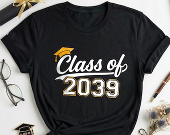 Custom Class of 2039 Shirt, Grow With Me Graduation Tee, First Day School Gift
