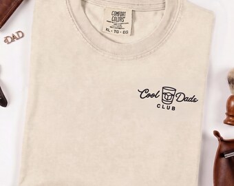 Embroidered Cool Dads Club Shirt, Comfort Colors Mens Tee, Minimalist Whiskey Glass Dad TShirt, New Dad Gift, Father Day Birthday Present