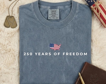 Comfort Colors 250 Years of Freedom Shirt, America 250th Anniversary Tee, 1776-2026 Patriotic USA Map Tshirt, Vintage Style Heritage Gift
