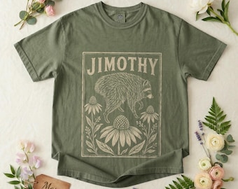 Jimothy Raccoon Shirt, Comfort Colors Vintage Botanical Raccoon Tee, Seattle Meme Tee, Cottagecore Animal T-Shirt, Aesthetic Nature Gift