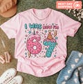 7th Birthday Shirt, Six Seven Birthday Tee, I Was 6 Now I'm 7, Donut Birthday T-shirt, Pink Party Outfit, Sweet 7 Year Old Girl Gift