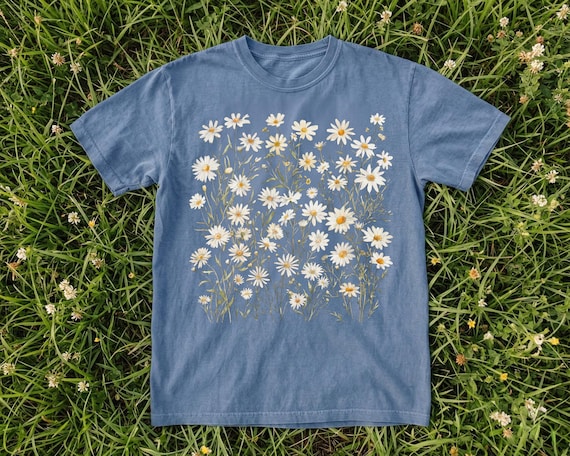 Comfort Colors Daisy Flower Shirt, Vintage Wildflower Tee, Garden Lover Gift, Cottagecore Botanical T-shirt, Nature Inspired Boho Floral Top