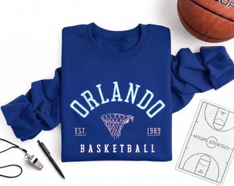 Orlando Basketball Sweatshirt, Vintage 1989 Retro Crewneck, Basketball Hoop Graphic, Gameday Apparel, Sporty Fan Gift, Athletic Aesthetic