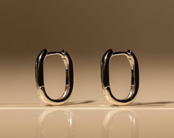 Rundade fyrkantiga ringar, örhängen, sterlingsilver