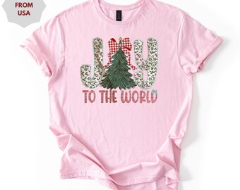 Joy To The World Shirt, Coquette Jesus Christmas Sweatshirt, Christian Tee, Bible Verse Oh Holy Night Shirt Holiday Crewneck Women TShirt