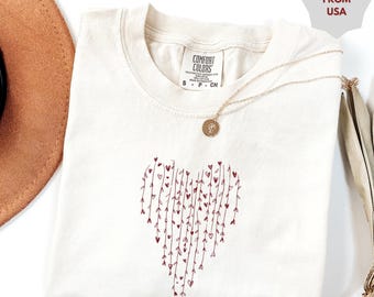Comfort Colors® Hearts Shirt, Cute Heart Shirt, Love Valentines Day Shirt, Girls Valentines Day Shirt, Loved Ones Gifts, Cute Christmas Gift