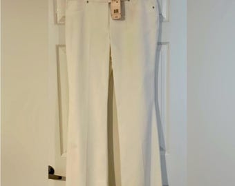 Escada White Embroidered Pants — Size 44 / US 12, New With Tags