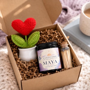 Personalized Encouragement Gift Box, Get Well Soon Candle Gift, Thinking of You Gift, Custom Name Care Package