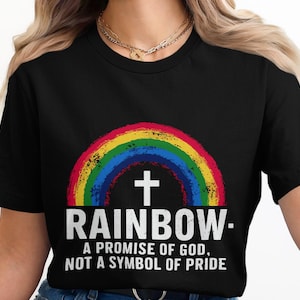Christian Rainbow T-Shirt, God's Promise Tee, Faith Based Apparel, Genesis Noah's Ark Gift, Spiritual Design T-Shirt, Bible Rainbow Faith