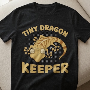 Tiny Dragon Keeper T-Shirt, Adorable Leopard Gecko Digital Product, Reptile Pet Owner Gift, Cute Lizard Lover Tee, Unique Graphic Print