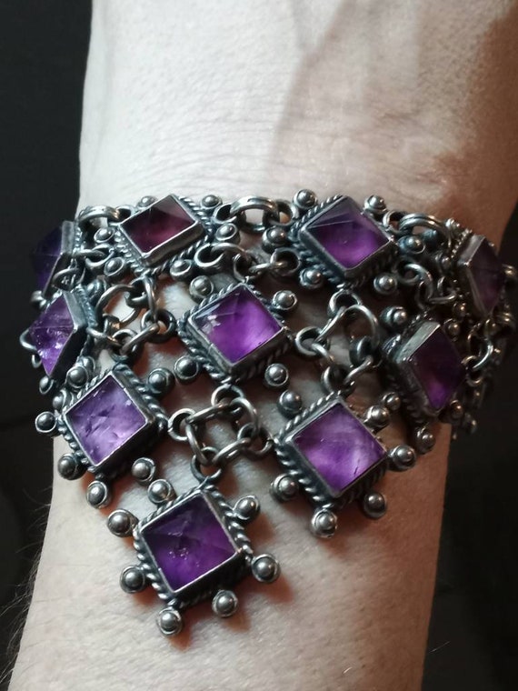 Amazing Vintage Taxco Mexico Amethyst Sterling Sil