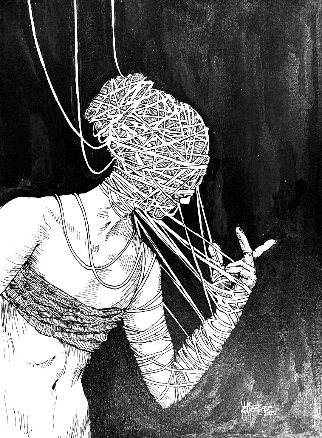 Original Ink Drawing | in Their Cocoon | 30 X 21 Cm - Etsy