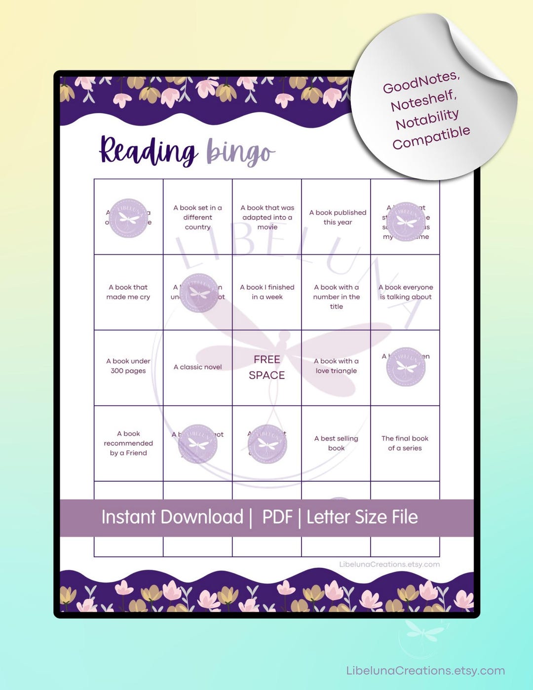 Printable Book Bingo Cards Template | Reading Challenge Tracker (PDF ...