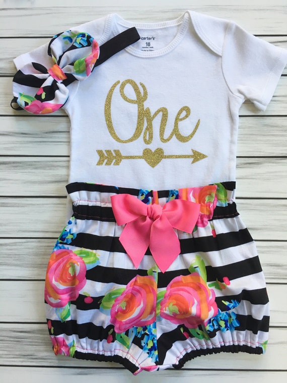 Girls 1st Birthday Onesie Outfit Cake Smash Outfit Bloomers Etsy