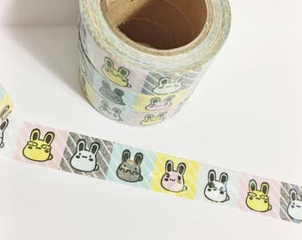 Funny Bunny Pirate Kawaii Glasses Colorful Bunnies Holographic Shimmering Foil Washi Tape 11 yards 10 meters 15mm