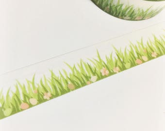 Dark and Light Lime Green Grass Eggs Flowers Floral Easter Egg Washi Tape 11 yards 10 meters 15mm