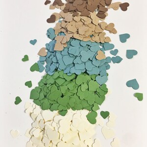 Schattig hart Confetti in bruin blauw groen crème meer dan 1000 harten bruiloft Decor tabel decoraties Tiny hart Confetti afbeelding 2