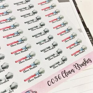 0036 Gorgeous Watercolor Clean Brushes Makeup Brushes Sheet of Stickers Planner Stickers Erin Condren Life Planner Happy Planner