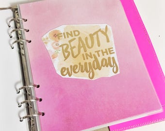 A5 Size Watercolor Find Beauty In The Everyday Quote Dashboard Coral and Pink Floral Laminated Dashboard A5 Filofax Lg Kikki k Planner