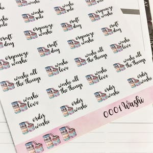 0001 Watercolor Washi Pile With Washi Phrases Sheet of Stickers Planner Stickers Erin Condren Life Planner Happy Planner Personal Planner