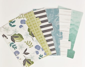 Persoonlijke formaat gelamineerd Dividers voor Filofax Medium Kikki-k Planner marineblauw groen Beige grote bloemen zee Water Lime strepen Faux Bois