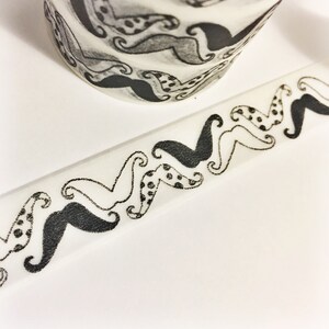 Schwarz und weiß Movember Schnurrbart Schnurrbart Washi Tape 11 Yards 10 Meter