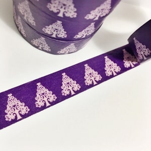 Purple Fancy Swirly Christmas Tree Washi Tape 11 yards 10 meters 15mm