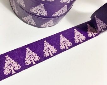 Purple Fancy Swirly Christmas Tree Washi Tape 11 yards 10 meters 15mm