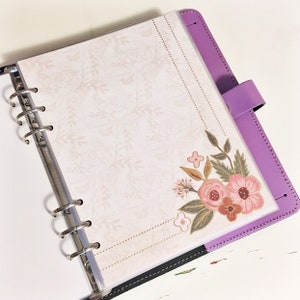 Beige Forest Green Maroon Pink Gold Foil Floral Dots Flower A5 Size Laminated Dashboard Ring Bound