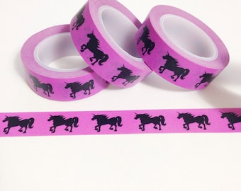 Gorgeous Purple and Black Unicorn Washi tape - Mystical Unicorn Purple Unicorn