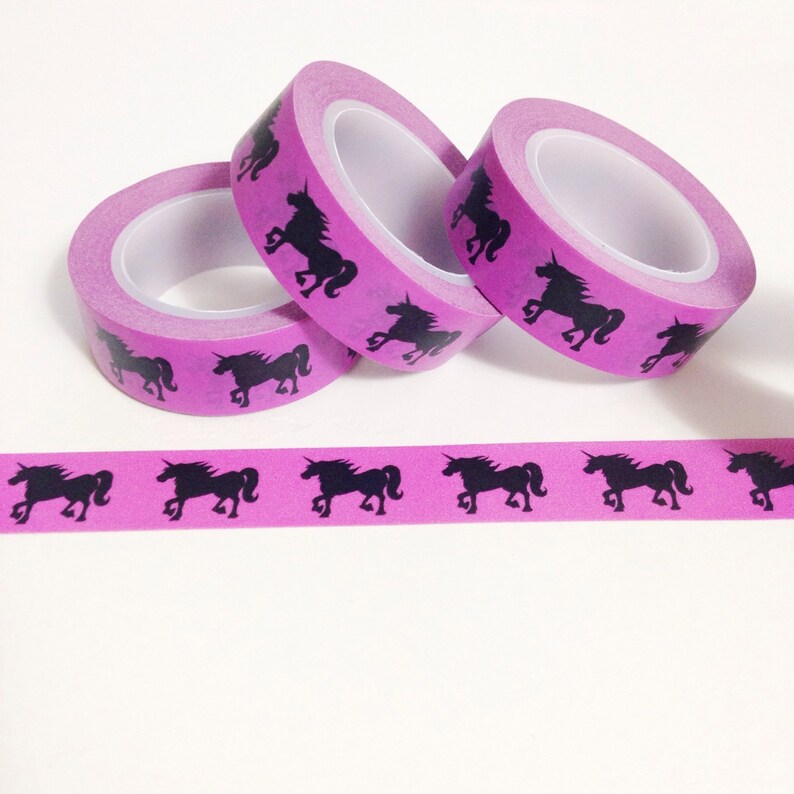 Gorgeous Purple and Black Unicorn Washi tape Mystical Unicorn Purple Unicorn image 1