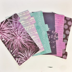 Divisores Laminados de Tamaño Personal para Filofax Medium Kikki-k Planner Bright Pink Teal Fuegos Artificiales Aztec Plumas Estrellas Glitter Polka Dot