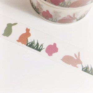 Colorful Pastel Easter Bunnies Washi Tape 11 yards 10 meters 15mm Colorful Rabbit Bunny Rabbit