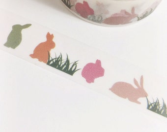 Colorful Pastel Easter Bunnies Washi Tape 11 yards 10 meters 15mm Colorful Rabbit Bunny Rabbit