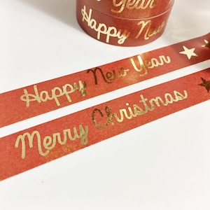 Weihnachten dunkel rot Washi mit Goldfolie Frohe Weihnachten Frohe Weihnachten Glückliches Neues Jahr Sterne Goldfolie Washi Tape 11 Meter 10 Meter 15mm