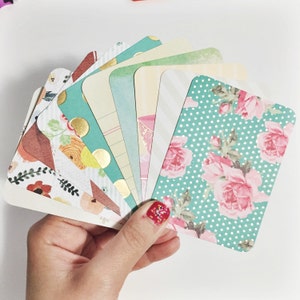 2 douzaines à la main coupée journalisation cartes projet vie inspiré cartes simple face au hasard Pack de 24 cartes à motifs coloré Floral or aquarelle