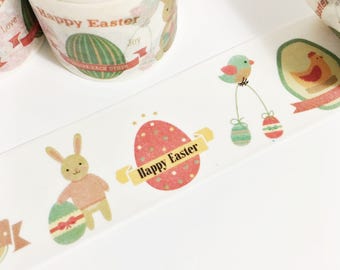 Happy Easter Bunnies Eggs Easter Design Hens Chicks Easter Egg Washi Tape 5.5 yards 5 meters 30mm